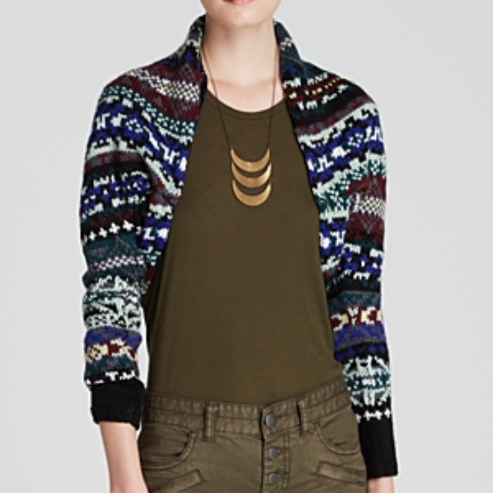 Free People Carnival Cardigan Sweater Shrug Bolero Fair Isle - Host Pick